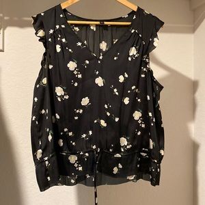Banana Republic Floral Print Tie Waste Top Size Large